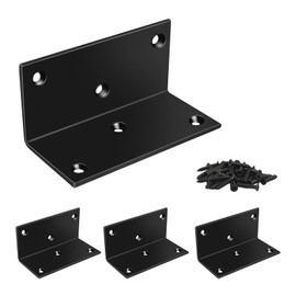 L Brackets for Wood 4 Pack,2x4 Angle Brackets for Brace Shelves Furniture, Corner Brackets with Screws Set, Metal Joint Corner Brace for DIY Handcraft Wood Connector,Black
