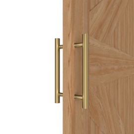 LVYIHAN Titanium Gold Round Barn Door Handles 12"/24"/36"/48"/59'', Pull Push Long French Door Handle Double Sided, Large Front Exterior Shower Door Pull Handles