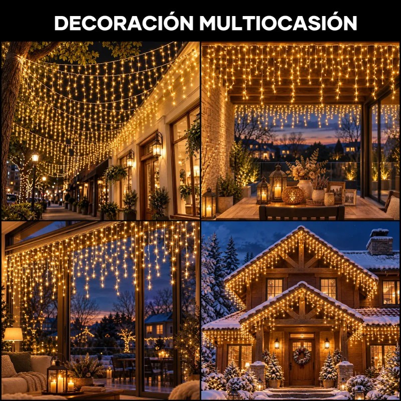 MARKO - Luces Led Navidad Cascada Wondaz 10m 500 Blanco