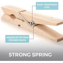 Hardwood Clothes Pegs Wooden Clothe Clips Peg 100% Biodegradable and Compostable Wood Perfect for Art Craft and Laundry Fits Any Clothesline Clips (Pack of 32) Natural