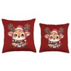 Christmas Hat Christmas Fairy Lights Reindeer Throw Pillow