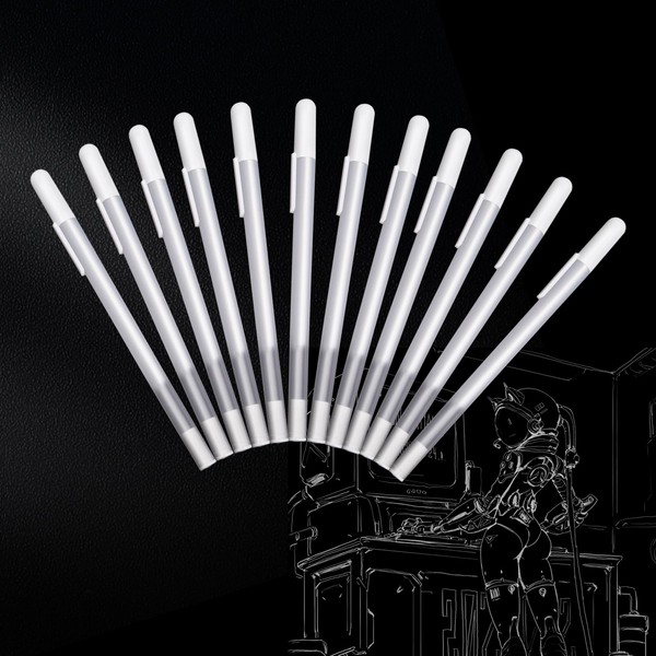 Fine Point White Gel Pen Set, 12 Pcs White Ink