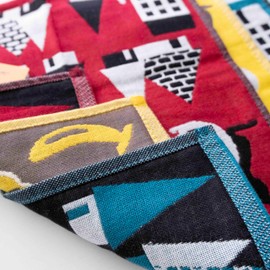 C-RAYS 猫 ねこ 柄 ハンドタオル ミニタオル 3重 ガーゼハンカチ タオル 綿100% (A.3枚 セット)