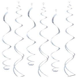 30 pcs Silver Hanging Swirls Decorations Swirl Party Decorations Plastic Party Streamer for Ceiling, 26"