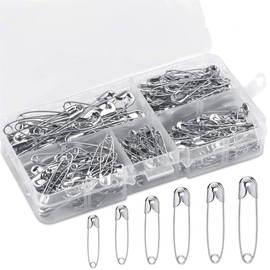 Set of 220 Safety Pins, Safety Pins, Large Safety Pins, Small Integrated Safety Pin Set, Safety Pins Essential Accessory for Everyday Use and Crafts, 6 Sizes