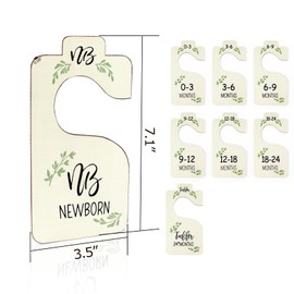 Baby Closet Dividers for Clothes Organizer, Set of 8 Wooden Baby Clothes Size Hanger Organizer, Nursery Closet Organizer from Newborn to 24 Months for Nursery Decor