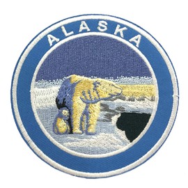 Alaska Polar Bear 3.5" Embroidered Premium Patch DIY Iron/Sew-on Decorative Vacation Souvenir Applique Mountain Stars Bear Wolf Wander Camp Hike Trail Name Tag Custom Explore Nature National Park