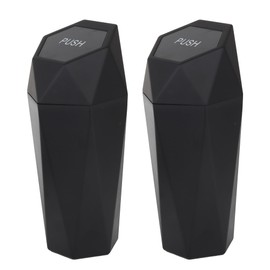 LoyaGour - cubeta de basura para coche, pequeño cubeta de basura con tapa, soporte para vasos para automóviles, mini basura, botes de basura portátiles para puerta de coche, accesorios para interiores