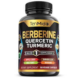 Tenmido Berberine Supplement for Men and Women, 8in1 Formula with Quercetin, Turmeric, Apple Cider Vinegar, Beet Root & More - Digestive, Immune Support - Rich in Nutrient - 90 Capsules