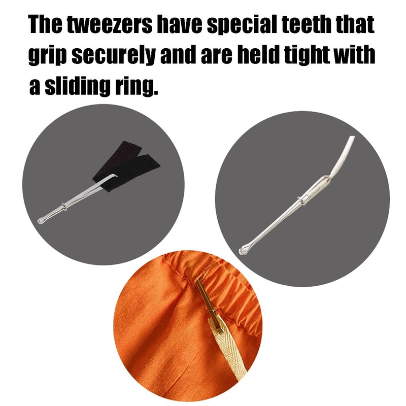 10 Pcs Bodkin Needle Elastic Threader Self-Locking Tweezers Clip Easy