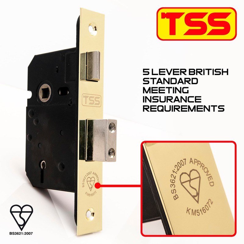 TSS British Standard Mortice Sash Lock 2.5" (68mm) Brass with