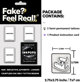 INKPOPO 3 Sheets Semi-Permanent Tattoos for Adults | 7-15 Days Longwear | Waterproof & Realistic Finish | Adult Art Temporary Tattoos | Cute Cat Series 066