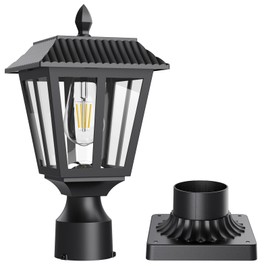 Greluna Solar Post Lights, Dusk to Dawn Solar Lamp Post Light with Pier Mount Base, Post Lights Outdoor Waterproof for Garden Yard Landscape Pole Pillar (Cool White)
