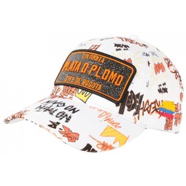 Plata o Plomo Cap White and Orange Rhinestone Streetwear Power Colombia Baseball Unisex, White, One Size, White