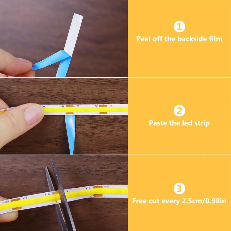 CHNMALITAI 12V COB LED Strip, 6 Pcs 1M White COB