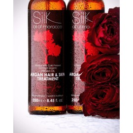 SILK OIL OF MOROCCO Moroccan Rose Argan Hair and Skin Treatment Serum 250 ml, Red