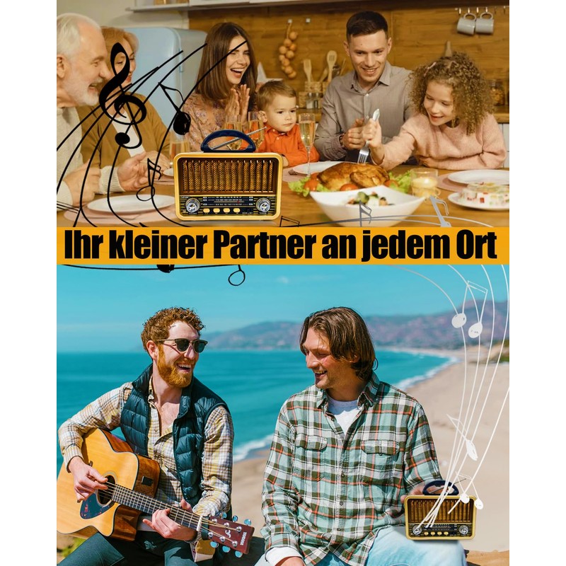 AM/FM/SW Retro Radio with USB/TF/AUX Function