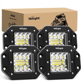Nilight 4PCS 42W Flush Mount LED Light Pods Upgraded Spot Flood Combo Beam Driving Light LED Work Light Backup Light Reverse Light Grill Mount Light for Offroad 4x4 Truck SUV