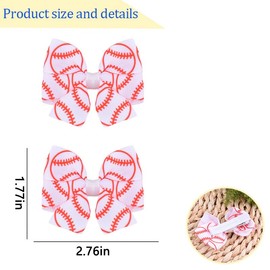 Baseball Hairclips for Girls Teens Sports Birthday Party Favors Hairclips Baseball Barrettes Alligator Hairpins for Sports Lover Players Friends Daughter Bowknot Hair Accessories 2Pcs