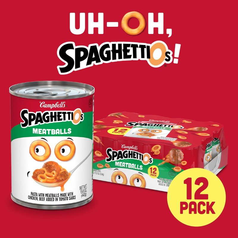 SpaghettiOs Canned Pasta with Meatballs, Healthy Snack for Kids and
