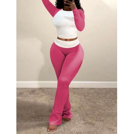 Nimsruc Lounge Sets For Women 2 Piece Outfits Fall Comfy Tracksuits Long Sleeve Casual Sweatsuits Pants Sets Matching Clothing Rose Red XL