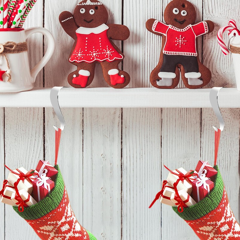 KEYIDO Christmas Stocking Holders for Fireplace Stocking Hangers Weighted Christmas