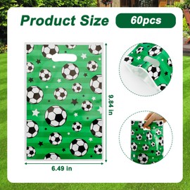 tokerut 60pcs Soccer Gift Bags, Plastic Football Treat Candy Bags, Soccer Party Favor Bags for Sports Events, Birthday Parties, and Team Gifts