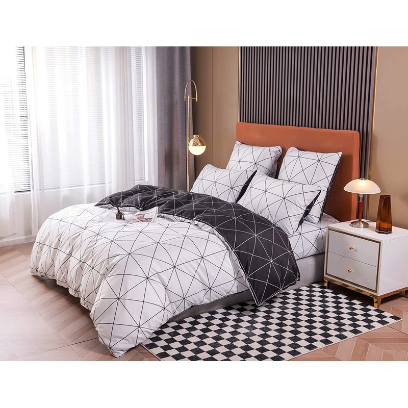 Luofanfei Bed Linen with Zip, Modern Geometric Pattern, 2-Piece/3-Piece Duvet