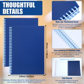 MotiMind 2 Pack Spiral Notebook Detachable Presentation Kit Binding Covers Kit, Includes 2 Binding Covers 90 Blank Page 11.8 Binding Combs Spines for School Office Home Supplies(Blue)