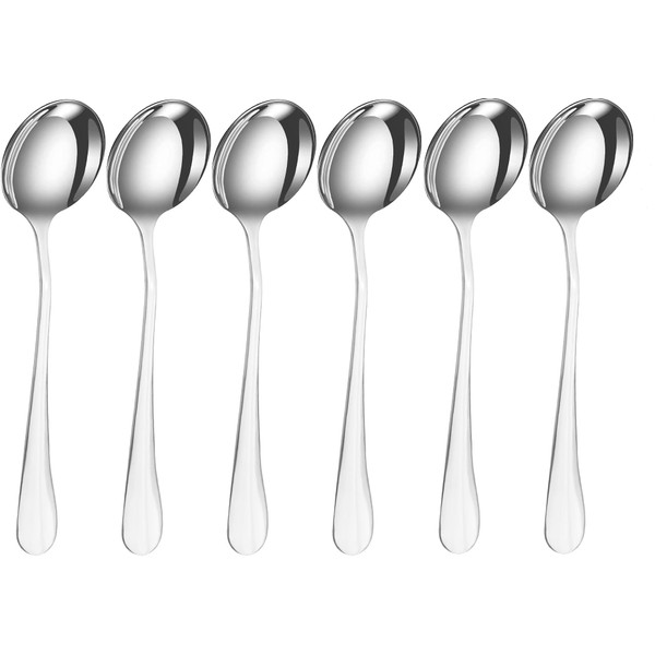 YSAMAX 6 Pc Round Soup Spoon Stainless Steel Spoon Set