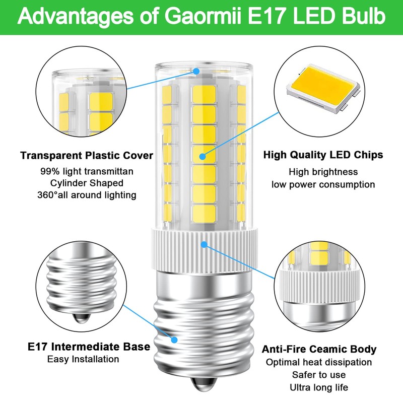 LED Microwave Light Bulbs Under Hood 40W Equivalent, E17 LED