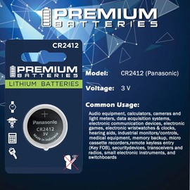 Premium Panasonic CR2412 Lithium 3V Coin Cell - Japanese Engineered High Capacity Batteries (2 Pack)