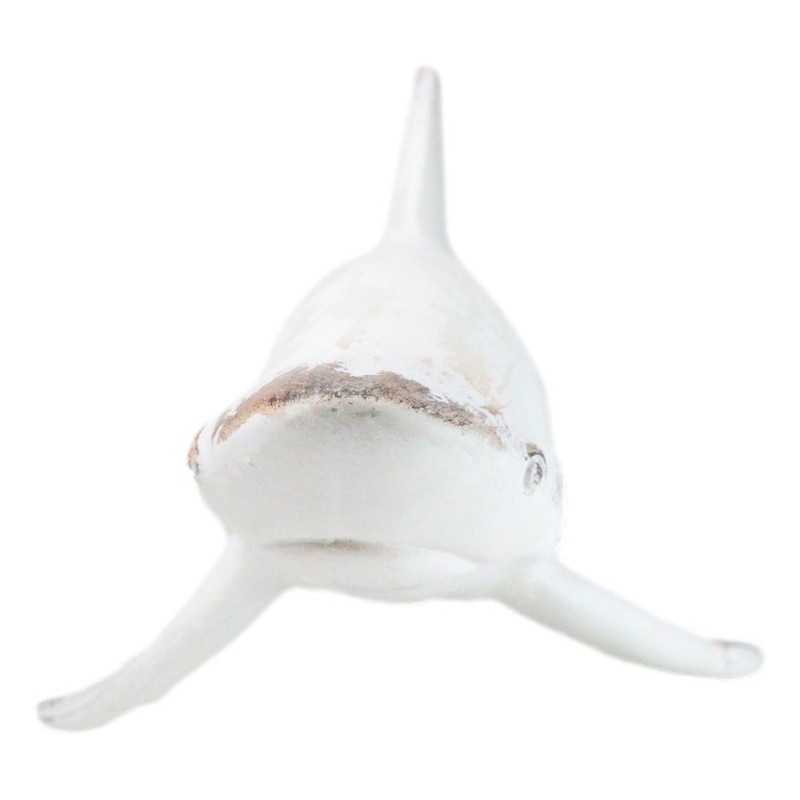 Nautical Ocean Marine Great White Shark Swimming Antiqued White Figurine