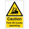 V Safety Caution Fork Lift Trucks Operating Warning Sign -