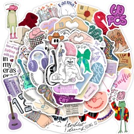 50 Pcs Pop Female Singer Song Lyrics Stickers for Water Bottle, Waterproof Vinyl Music Theme Laptop Decals, Creative Kids Teenage Boys Girls Party Gift Decorations
