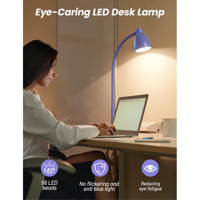 BOHON LED Desk Lamp with USB Charging Port, 3 Color