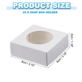 PATIKIL Paper Soap Boxes, 24Pcs 3.1" x 1.2" x 2.8" Kraft Square Paper Boxes Handmade Soap Boxes with Round Clear Window for Bakery Candy Soap Making Birthday Christmas DIY Craft, White
