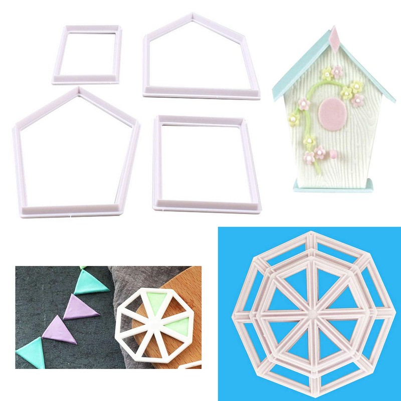 DaNaRaa Plastic Mini House Bamboo Fence Pennant Cookie Cutters Cakecup