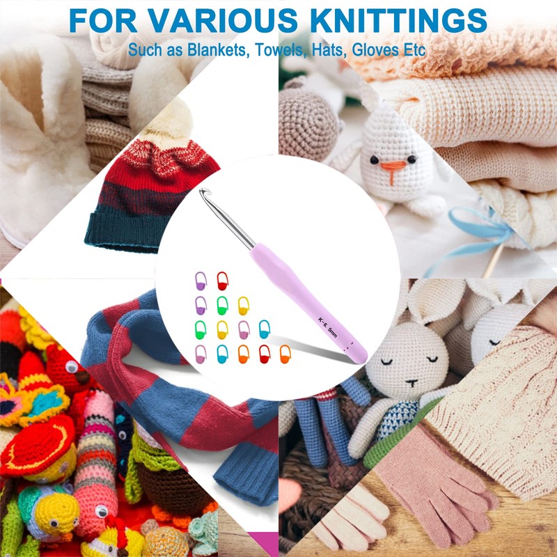 Vodiye Crochet Hooks, Professional Extra Long  6.5mm Crochet Hook, Ergonomic