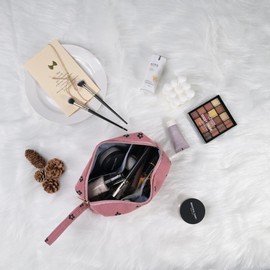 Funtlend Pack of 2 Cosmetic Bag Women's Cord Toiletry Bag Women's Cosmetic Bag Made of Cord Makeup Bag Cosmetic Bags Women's Cord Cosmetic Bag for Girls Travel Women, Pink-plum