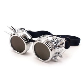 Hniuyun Steampunk Goggles Vintage silver stud welding glasses motorcycle goggles Gothic Cosplay Sunglasse (Antique Silver)