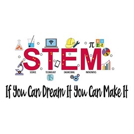 Dream Make It Stem Science Technology Engineering Math Test Tube Lab Study Experiments Atoms Microscope Scienctist Algebra Geometry Holiday Decorating Wall Decal Sticker - Size: 10 in X 5 in