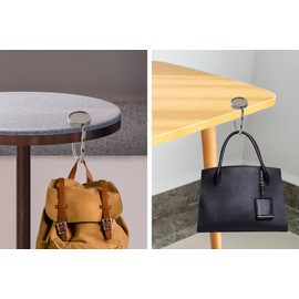 AUFIKR Handbag Hooks for Tables - Foldable Table Hanger for Backpack, School Bag, Portable Table Bag Holder for School Desks or Restaurants (Black, 1 Set)