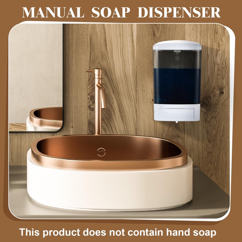 Hushee Manual Soap Dispenser 33.8oz / 1000ml Kitchen Bathroom Plastic