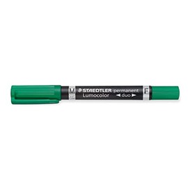 Staedtler Lumocolor Duo - Marcador permanente ,Punta redonda/fina, Verde, Pack de 10 unidades