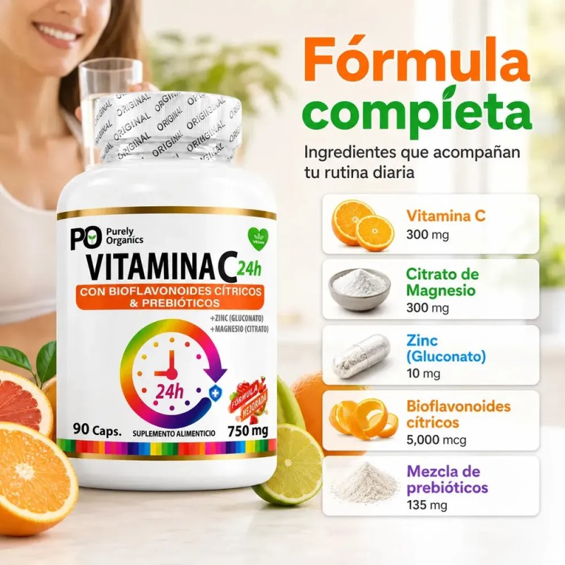 Vitamina C24h De Liberación Prolongada | 90 Cápsulas | Purely