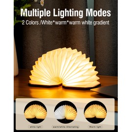 ZBOLE Originalità Pieghevole Lampada a Fisarmonica, Lampada da Tavolo in Legno Portatile, Lanterna di Carta LED with USB per Decorazioni per la Casa, Camera da Letto e Biblioteca (Walnut)