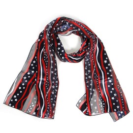 SERENITA Satin Scarf Hair Wraps for Women, Music Note Gifts, American Flag Bandana, Patriotic Scarfs, Stars and Stripes-navy