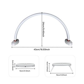 obcd Half Moon Light for Nail Desk,16 inch Half Moon Lamp,Portable Ring Light for Eyelash Extensions,Suitable for Nail Beauty Crafts Sculpture，Brightness Adjustable