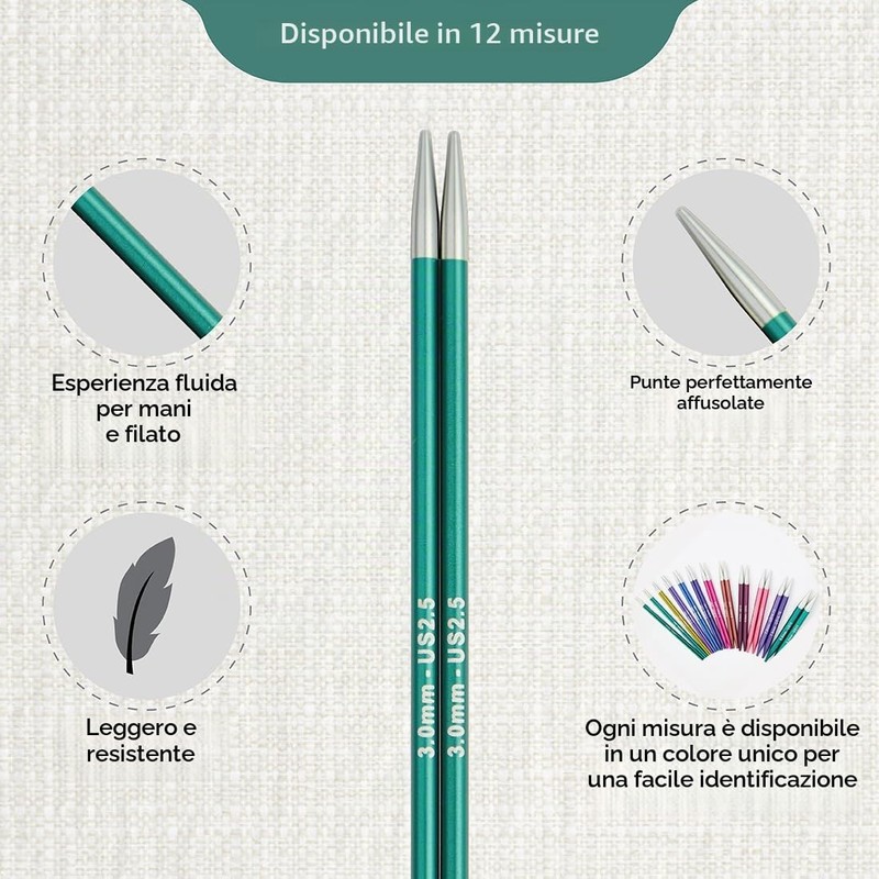 KnitPro Zing - Ferri circolari intercambiabili, 13 cm, 3 mm